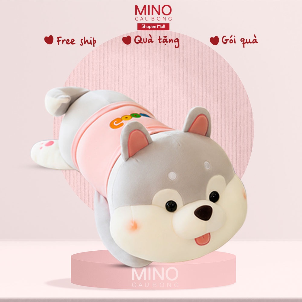 Gấu Bông Cute Dễ Thương Chó Baby Husky Màu Cam MINO Cho Bé Ôm Ngủ Mềm Mịn 60cm TH97