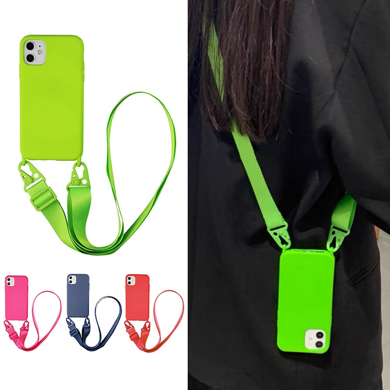 Ốp Điện Thoại Silicon Dẻo Kèm Dây Đeo Vai &amp; Vòng Cổ Cho IPHONE 14 PRO MAX 13 12 PRO MAX 14 PLUS 13 Mini