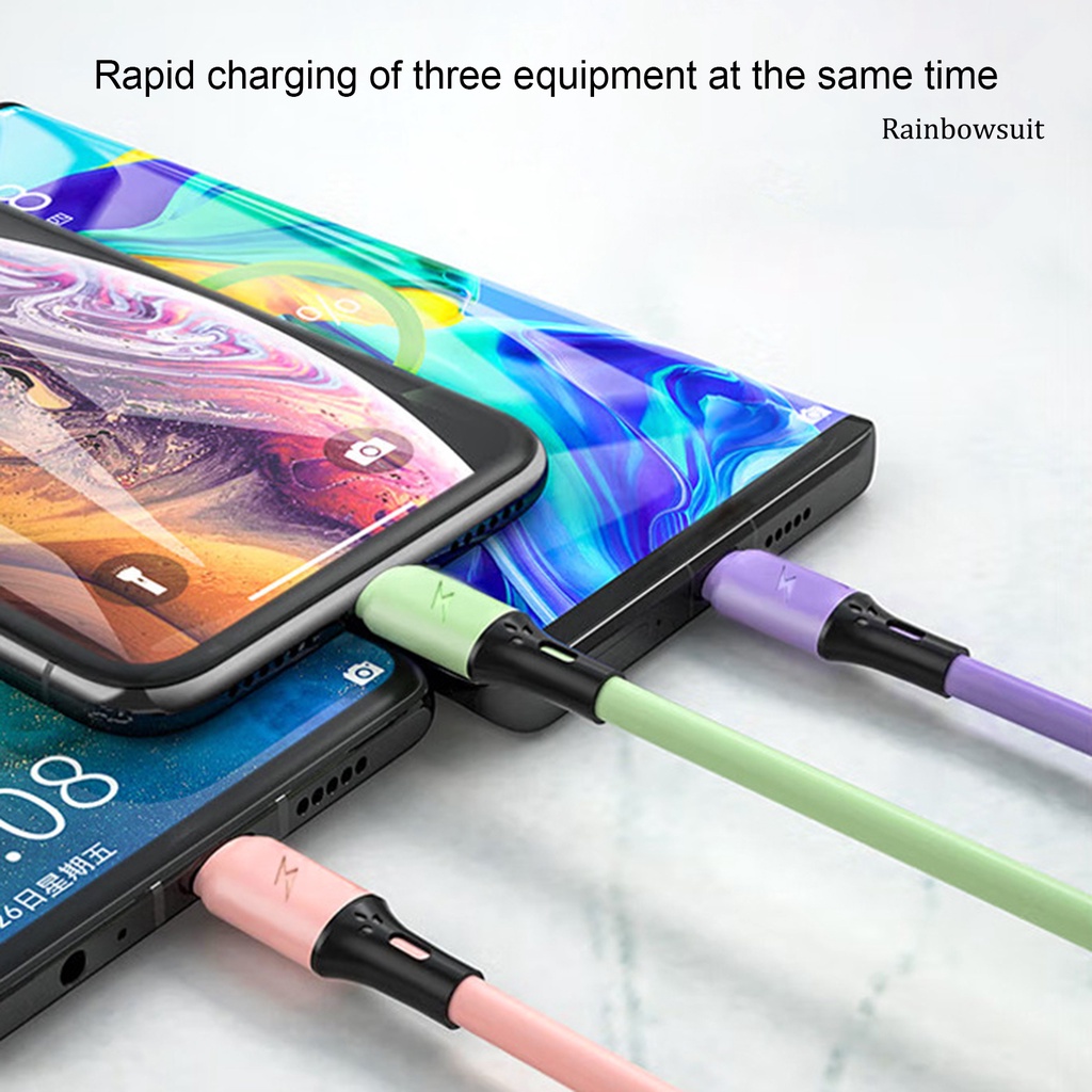Dây Cáp Sạc Nhanh 5A 3 Trong 1 Cổng USB Nhiều Màu Sắc Dành Cho Điện Thoại Di Động