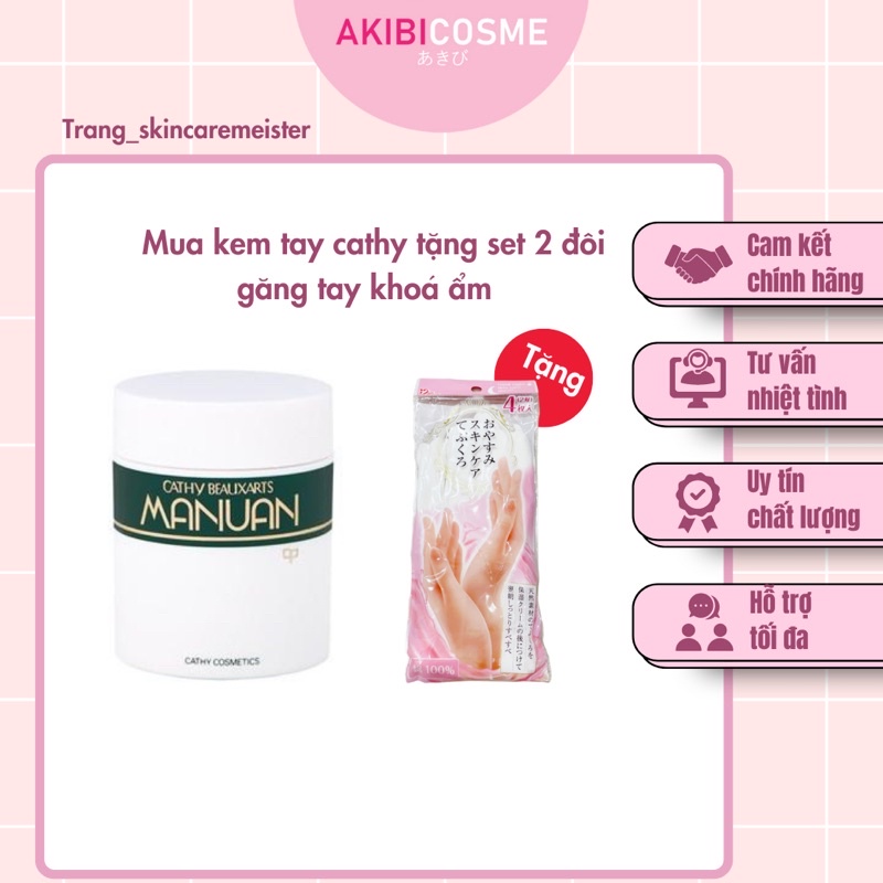 Kem dưỡng tay cathy hũ 83gr tặng kèm set 2 đôi găng tay khoá ẩm ban đêm
