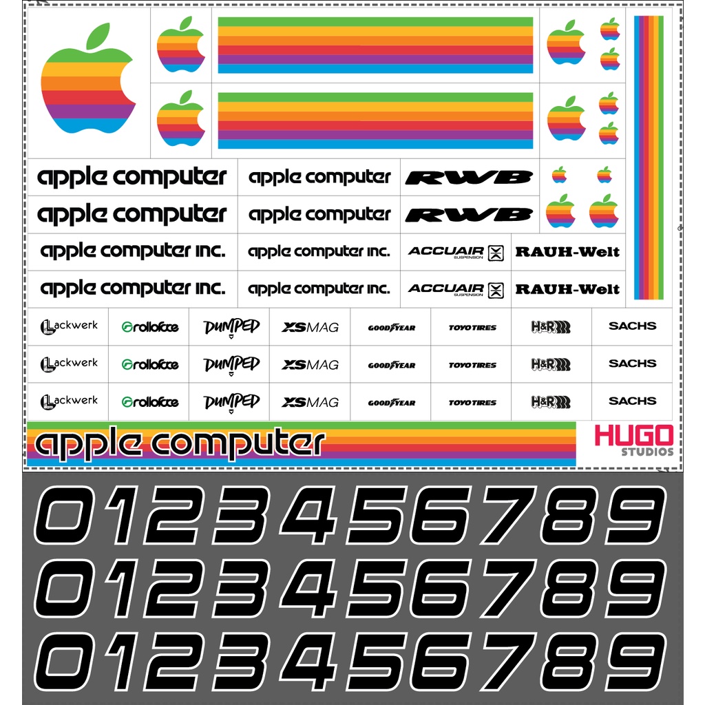 Hugo Studios Decal trượt nước Apple Computer tỉ lệ 1/64 chưa phủ clear