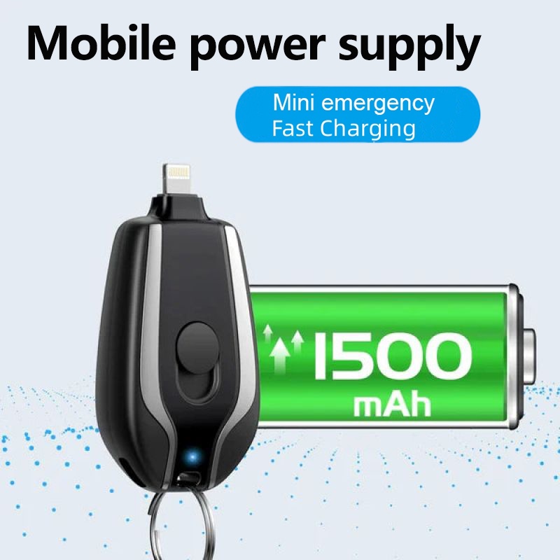 Móc Khóa Kiêm Sạc Dự Phòng Khẩn Cấp 1500mAh Cổng Type-C / Apple