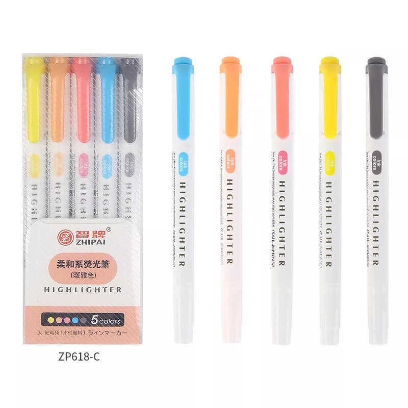 Set 5 Bút Đánh Dấu Hai Đầu Họa Tiết Graffiti Bắt Sáng