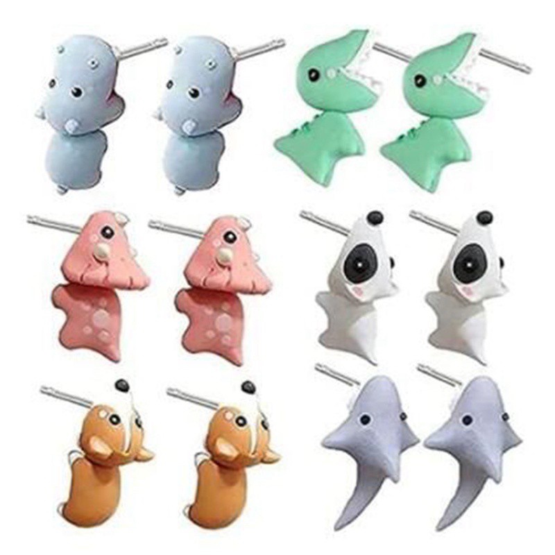 1 Đôi Khuyên Tai Đất Sét Polymer Polymer Hình Khủng Long Dễ Thương Cho Nữ