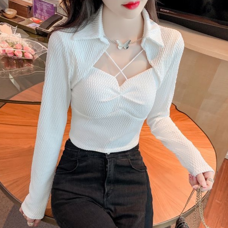 Áo Sơ Mi Chiffon Tay Dài Dáng Ôm Phong Cách Hàn Quốc Thời Trang Quyến Rũ Dành Cho Nữ Mới