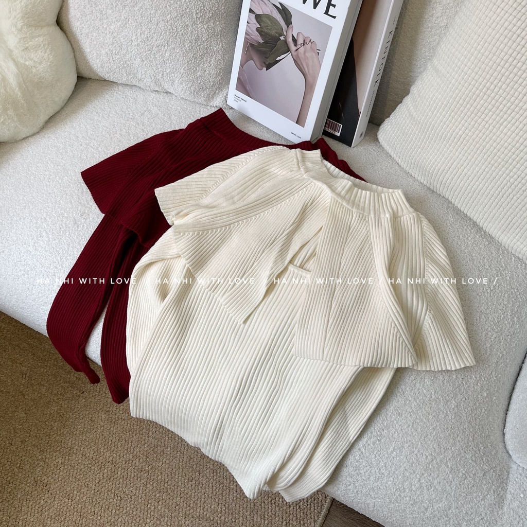 Áo len choàng tiểu thư mặc được 2 mặt