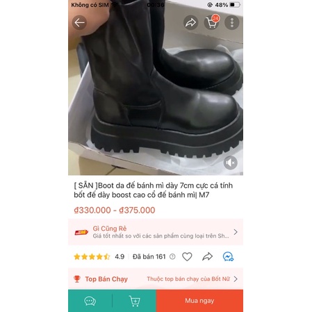 Boot da đế bánh mì dày 7cm cực cá tính bốt đế dày boost cao cổ đế bánh mì| M7