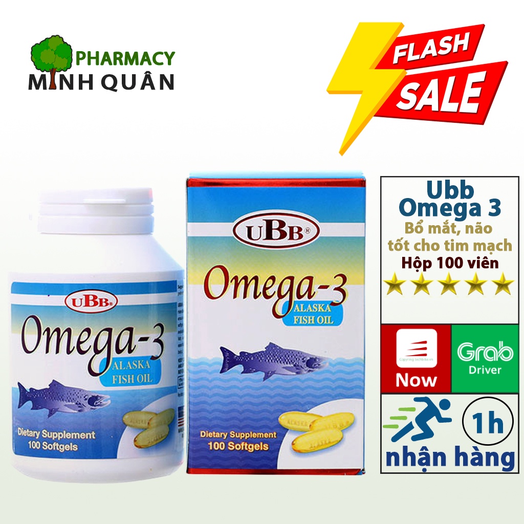 ✅ [Chính Hãng] Omega-3 Alaska Fish Oil. viên uống omega 3 , hộp 100 VIÊN , HÀNG CHÍNH HÃNG UBB OMEGA3 MQ0