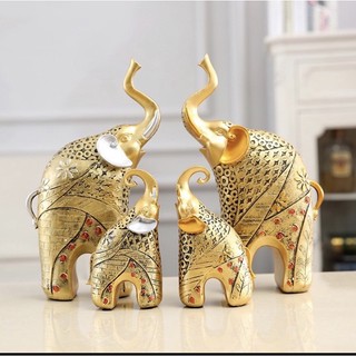 Cặp tượng voi mẹ con tai vàng, tai bạc, vật phẩm phong thuỷ