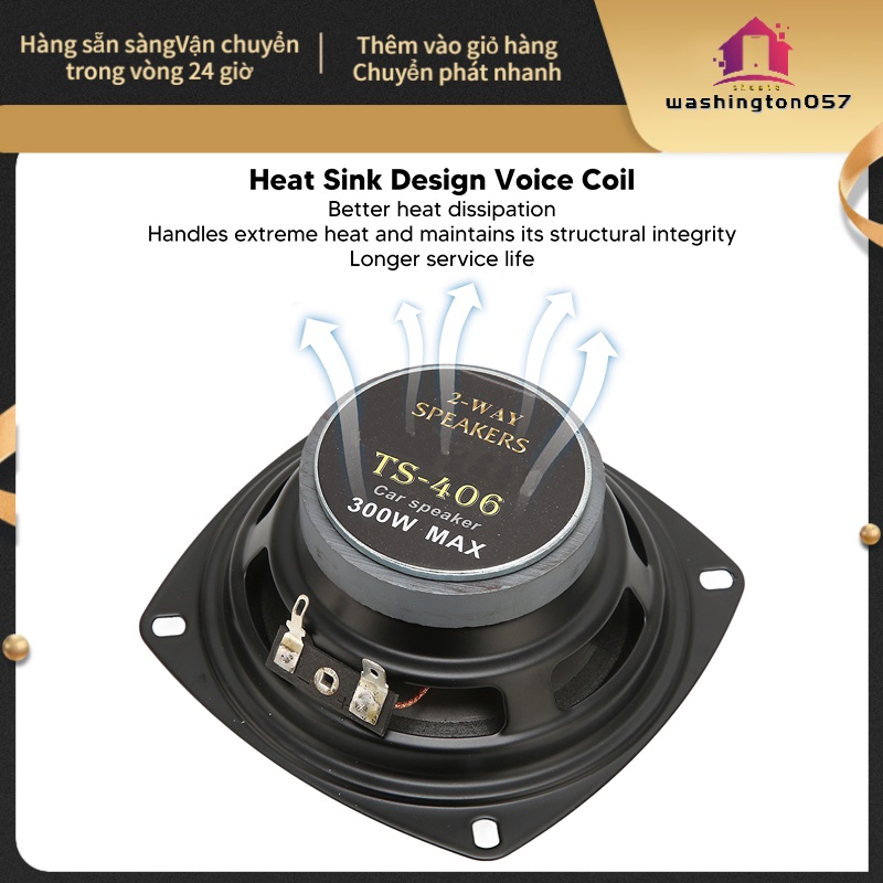 Có thể bán buôn Loa cửa ô tô Âm thanh nổi 300W đồng trục từ tính bên ngoài tầm trung cho xe tải 4 inch Washington057 Hàng giao ngay