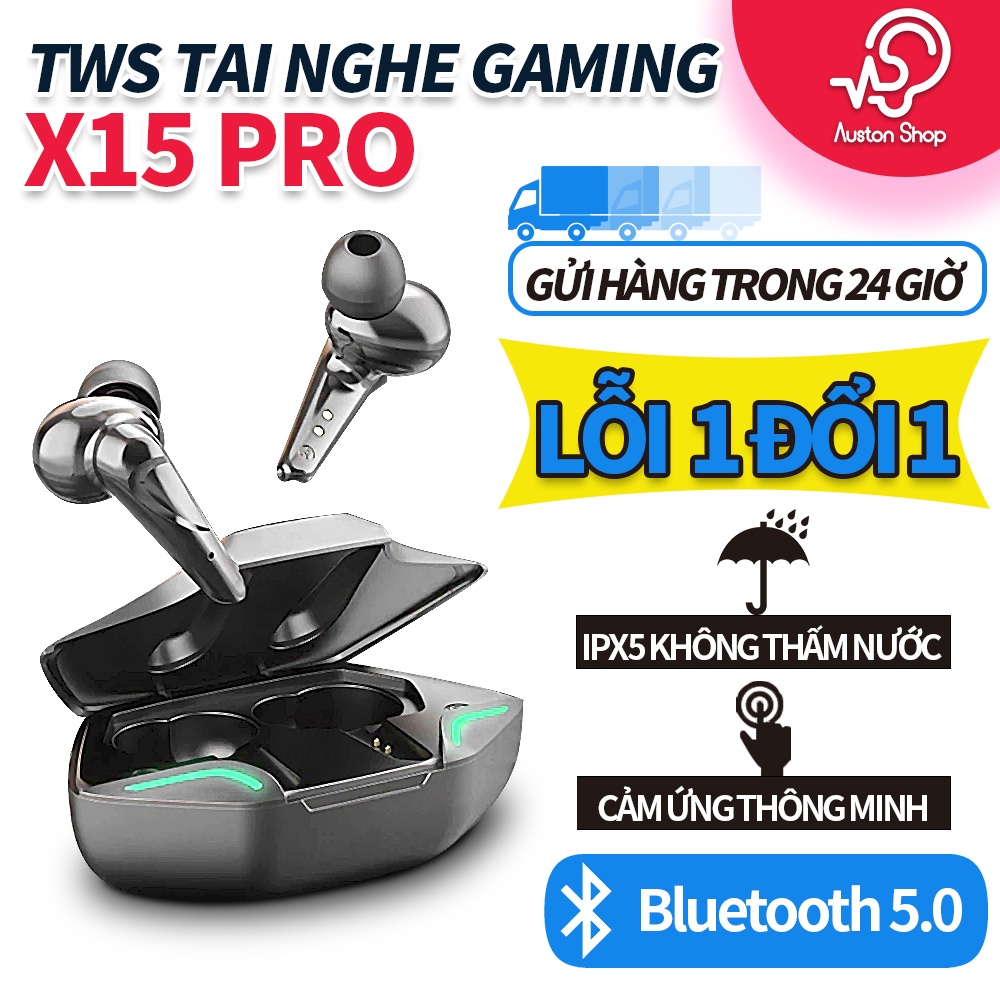 Tai nghe Gaming bluetooth không dây X15 PRO 5.2 TWS Bass mạnh mẽ độ trễ cực thấp 3d stereo hifi Có Mic