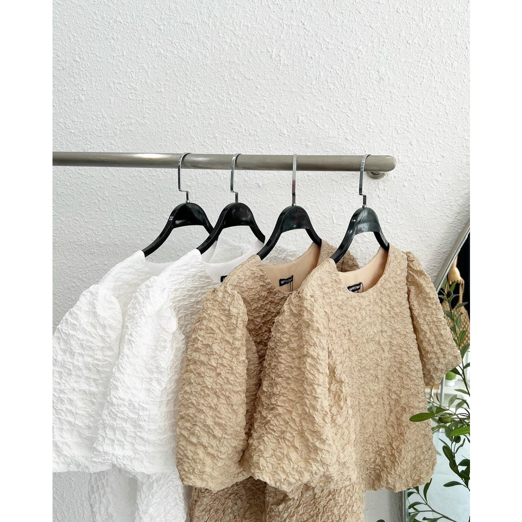 Áo tay phồng vải nhún