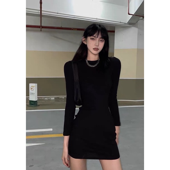 Đầm Đen Ngắn Body Tay Dài Đơn Giản Sang Trọng Sexy Diamondcloset Order