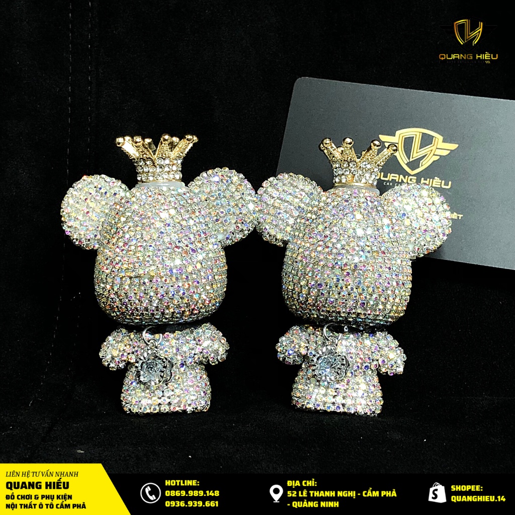 Bộ 4 Gấu Đính đá trang trí ô tô  đẹp cao cấp thơm xe