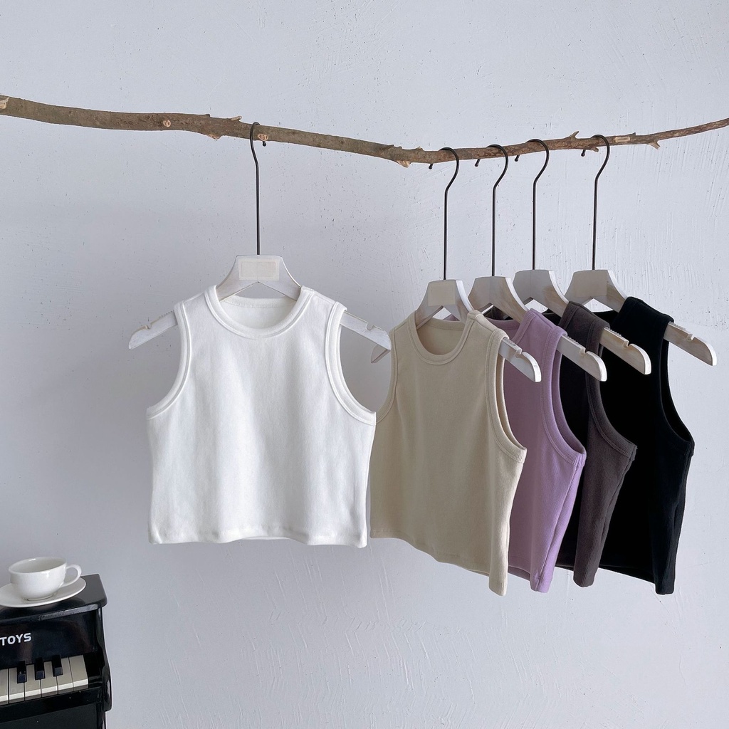 Áo Croptop Cổ Tròn 9 Màu Sắc Tùy Chọn Phong Cách Hàn Quốc Thời Trang Cho Nữ JP5