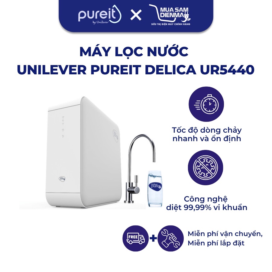 Máy lọc nước tinh khiết uống trực tiếp âm tủ bếp Unilever Pureit Delica UR5640 - Hàng chính hãng - Tặng bình lọc Classic