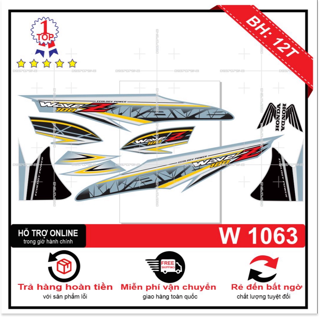 FREE SHIP + SALE SỐC +DECAL PVC 5 LỚP CHẤT LƯỢNG CAO Tem rời wave Z 2016 xanh xi măng