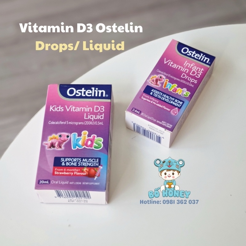Vitamin D3 Ostelin của Úc cho bé từ sơ sinh và trẻ từ 6 tháng Bố Honey