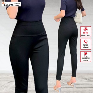 Quần legging nữ dài cạp cao nâng mông hack dáng vải cotton dày dặn co giãn ôm bó Geleva GE978