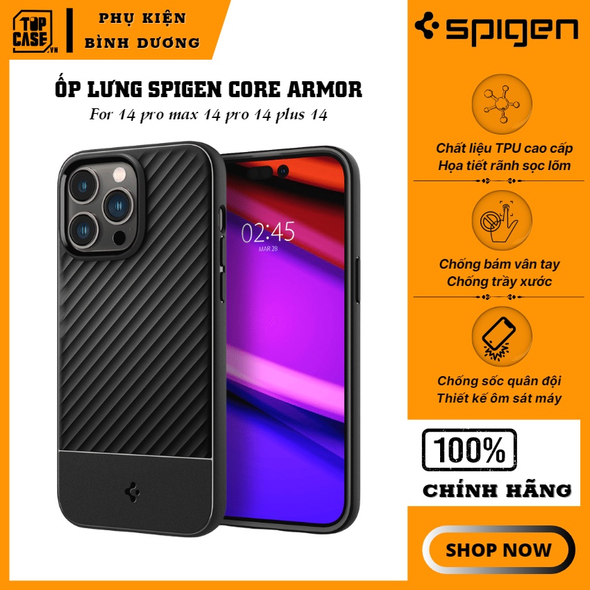 Ốp lưng chống sốc Spigen Core Armor - PKS02 - IP 14 pro max 14 pro 14 plus 14 - Phụ Kiện Bình Dương