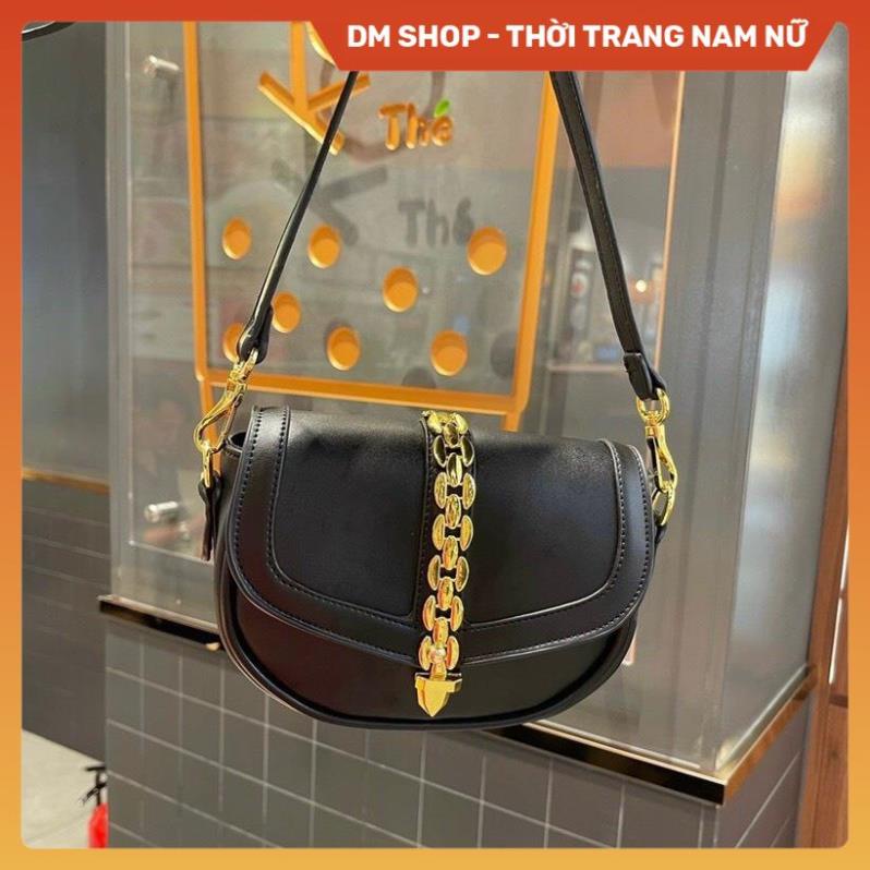 Túi Đeo Chéo Dáng Bầu Màu Đen Trắng Xích Dọc Hình Mũi Tên , Túi Xách Đeo Vai Kẹp Nách Phong Cách Thời Trang Dm Shop