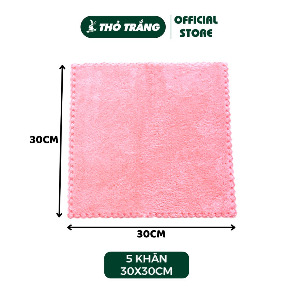 Combo 5 khăn lau đa năng thấm hút cotton kích thước 30x30 - giao màu ngẫu nhiên