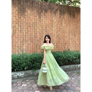 E06- Đầm Voan Xanh Dài