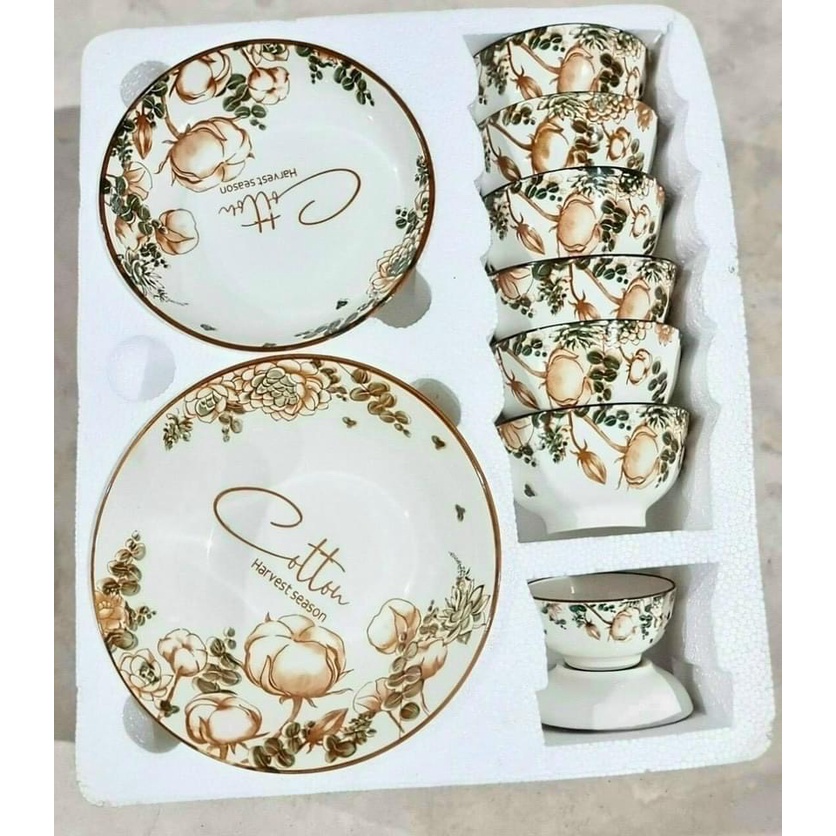 Set bát đĩa 10 món hàng xuất Nhật - set chén đĩa hàng sứ men trong siêu đẹp