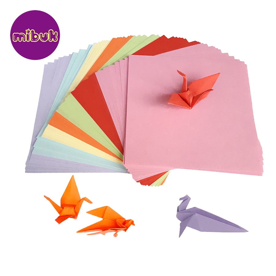 Giấy gấp origami 10x10 cm 100 tờ giấy gấp hạc màu trơn