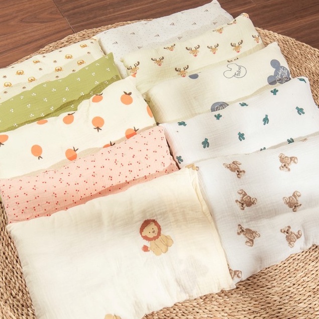 Gối Thông Minh Muslin Chống Ngạt Vỏ Trần Bông, Siêu Thoáng Mát Cho Bé Từ Sơ Sinh (Chống ngạt tuyệt đối)
