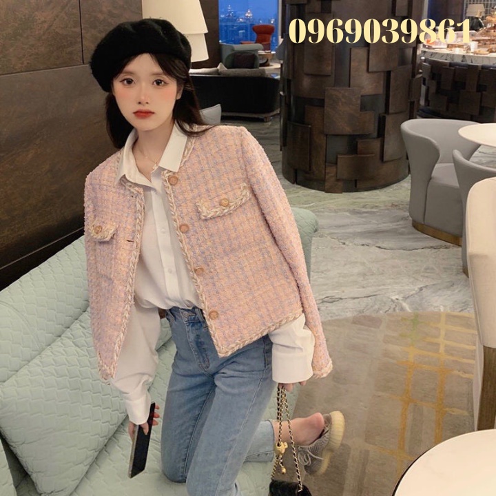 Áo Tweed Chất Liệu Dạ Xù 2 Lớp Hottrend Thu Đông 2023 Kết Hợp Khuy Đồng Tạo Điểm Nhấn Tạo Nét Tiểu Thư Quý Phái.