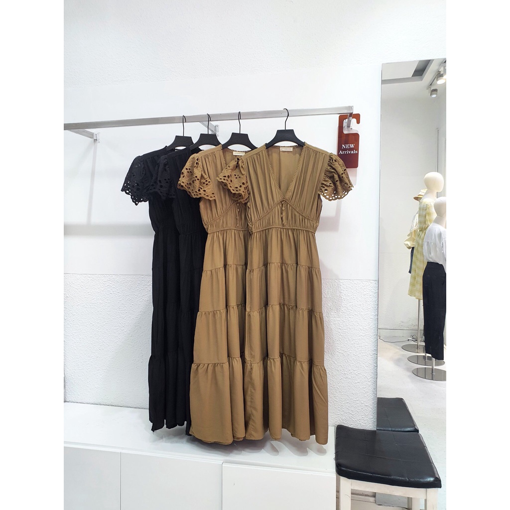 Maxi eo chun tay eyelet 2 màu AfterBefore