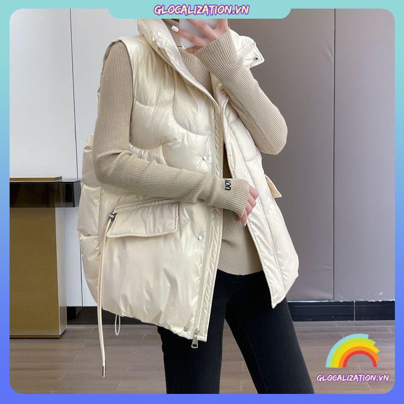 Áo ghi lê cotton lông vũ thời trang áo khoác ghi lê size lớn mặc ngoài thời trang