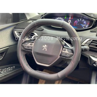 Bọc vô lăng da peugeot, bao tay lái vô lăng đen chỉ đỏ cao cấp peugeot new