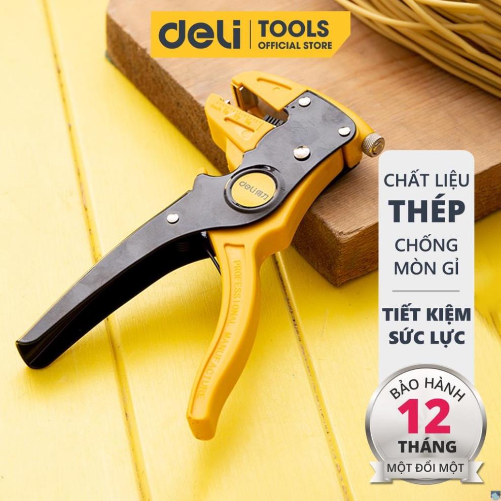 Kìm Tuốt Dây Điện Mỏ Quạ Đa Năng Deli 0.5-6mm - Thiết Kế Chuyên Dụng Giúp Tiết Kiệm Thời Gian, Công 