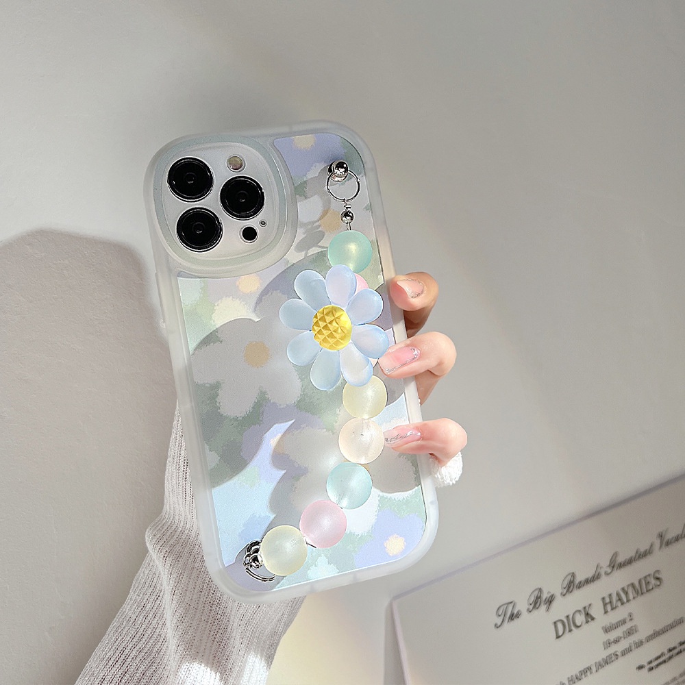 Ốp Điện Thoại Dẻo Họa Tiết Hoa Sang Trọng Kèm Vòng Đeo Tay Cho Iphone14 12 13promax 11 XS 78P
