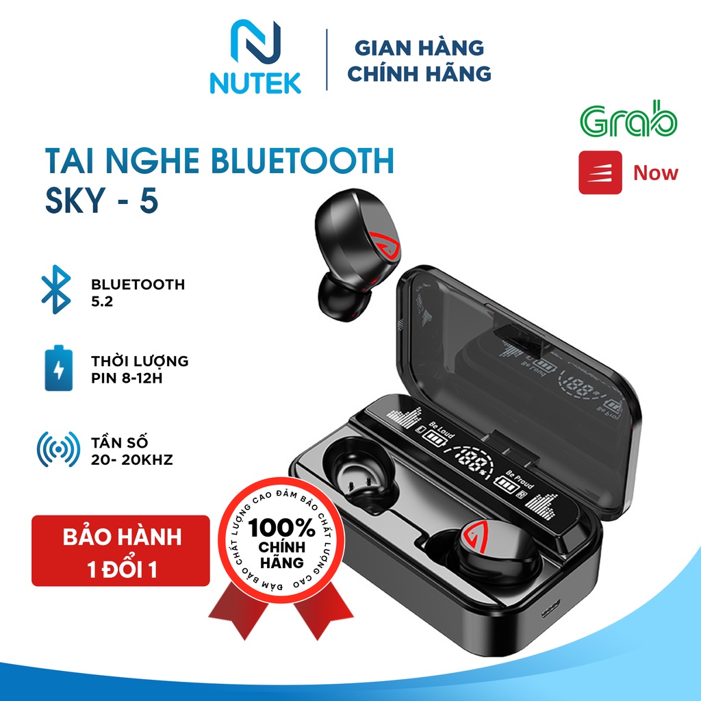 Tai nghe gaming NUTEK SKY - 5 không dây bluetooth giá rẻ V5.2, pin 2200mAh chống nước IPX7