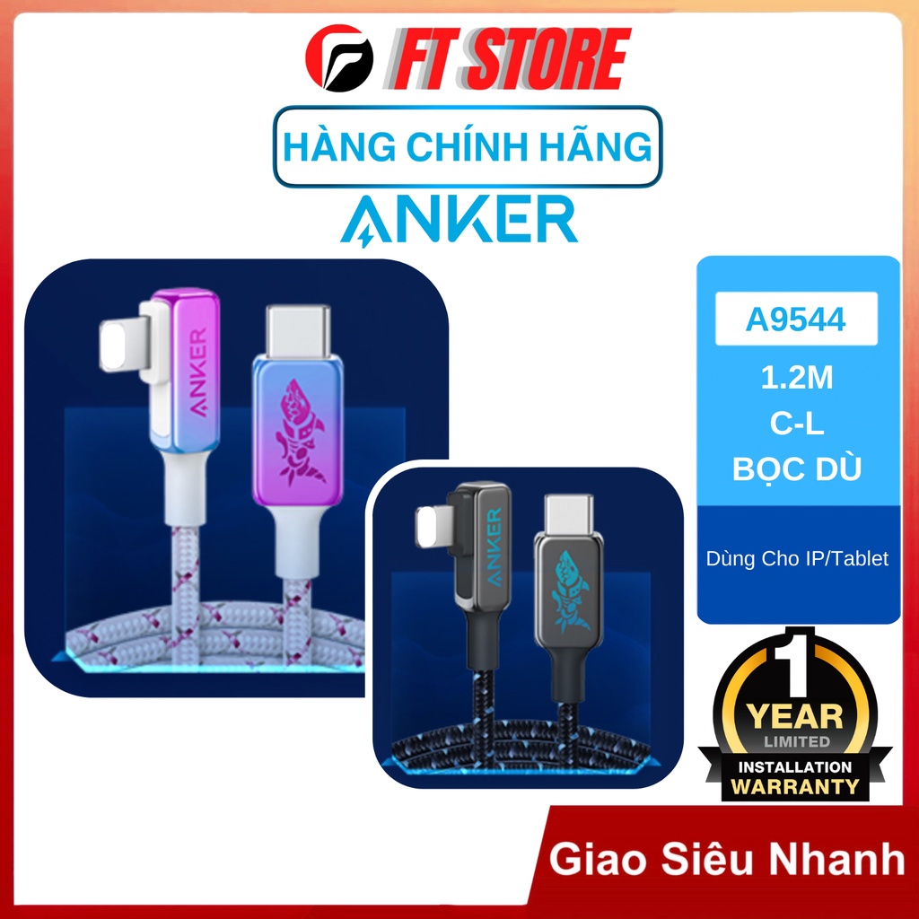 Cáp sạc nhanh Anker A9544 C to L, phiên bản JINX Liên Minh Huyền Thoại - BH12TH
