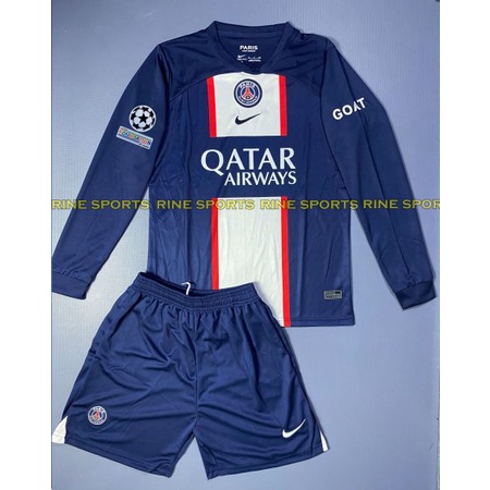 Bộ áo bóng đá PSG sân nhà dài tay hàng Thailand mùa giải 2022 – 2023 giống thi đấu 99%