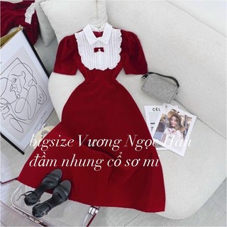 ĐẦM NHUNG PHỐI CỔ TRẮNG BIGSIZE ( ngắn và dài )