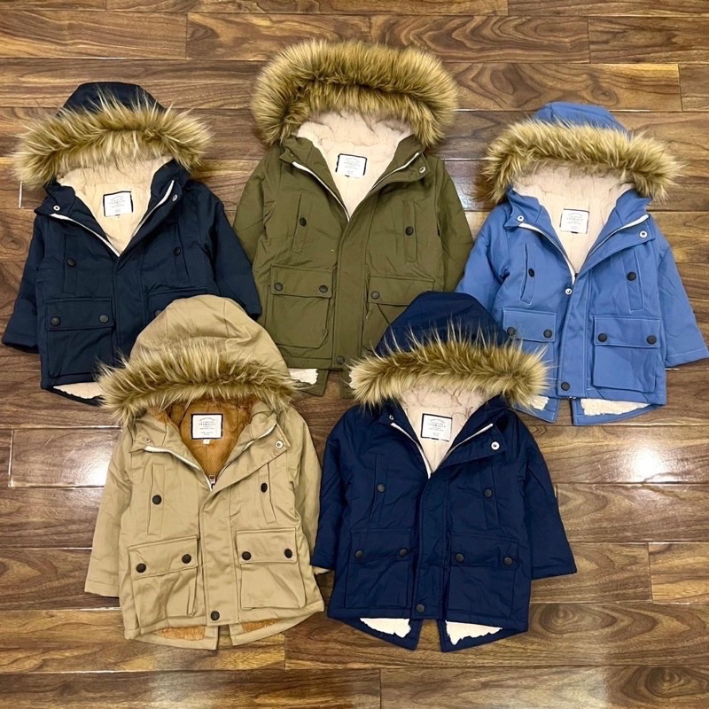 Áo khoác parka lót lông cho bé sz 2-6y form nhỏ