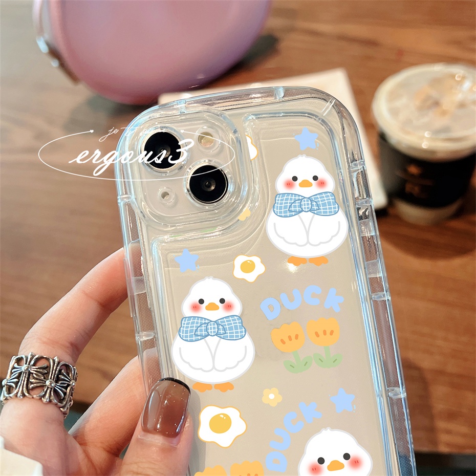 Ốp Điện Thoại TPU Mềm Đệm Khí In Hình Vịt Hoạt Hình Cho iPhone 14 13 12 11 Pro Max SE2020 X XR Xs Max 7 8 Plus