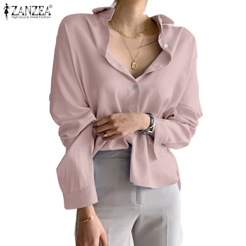 Áo sơ mi nữ ZANZEA tay dài cổ bẻ thời trang Hàn Quốc