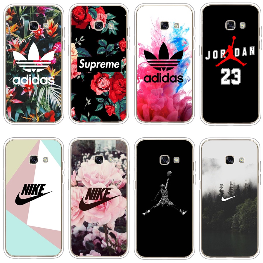 Ốp Điện Thoại Silicone Trong Suốt Chống Sốc In Logo nike AJ adidas Cho Galaxy a3 2017 a3 2016 a3 2015 A80