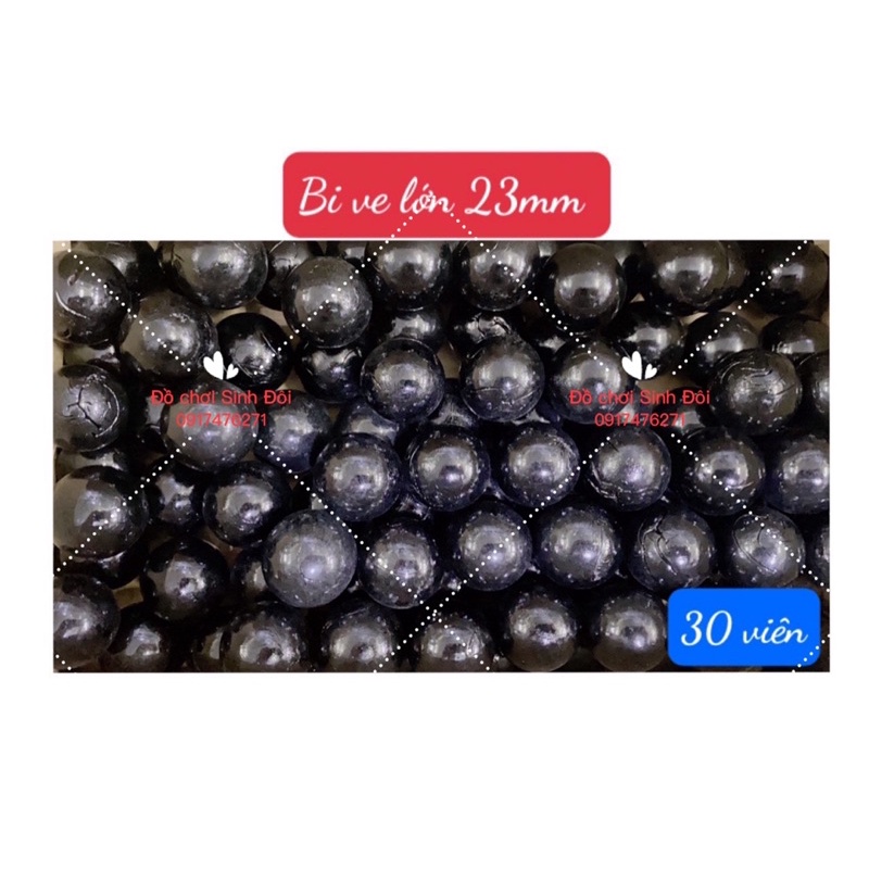 30 viên bi đen lớn 13mm - bi ve truyền thống - trang trí cây cảnh và hồ cá