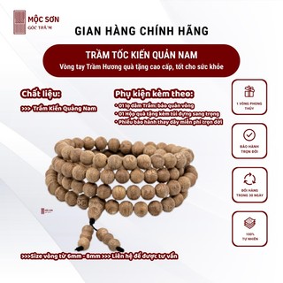 Vòng trầm kiến tự nhiên quảng nam 108 hạt trầm hương mộc sơn vòng tay trầm hương tự nhiên chính hãng