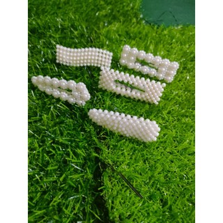 Set 5 cái Kẹp tóc mái đính hạt trai FUHA, cặp tóc nữ hot trend đính ngọc