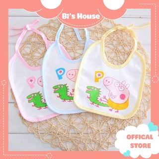 Yếm cotton buộc dây chống thấm in hình dễ thương cho bé