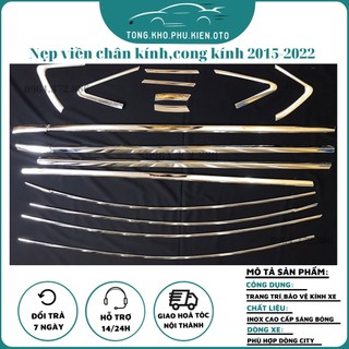 Nẹp viền chân kính, cong kính xe Honda City 2015- 2020, 2021-2022-2023 inox cao cấp