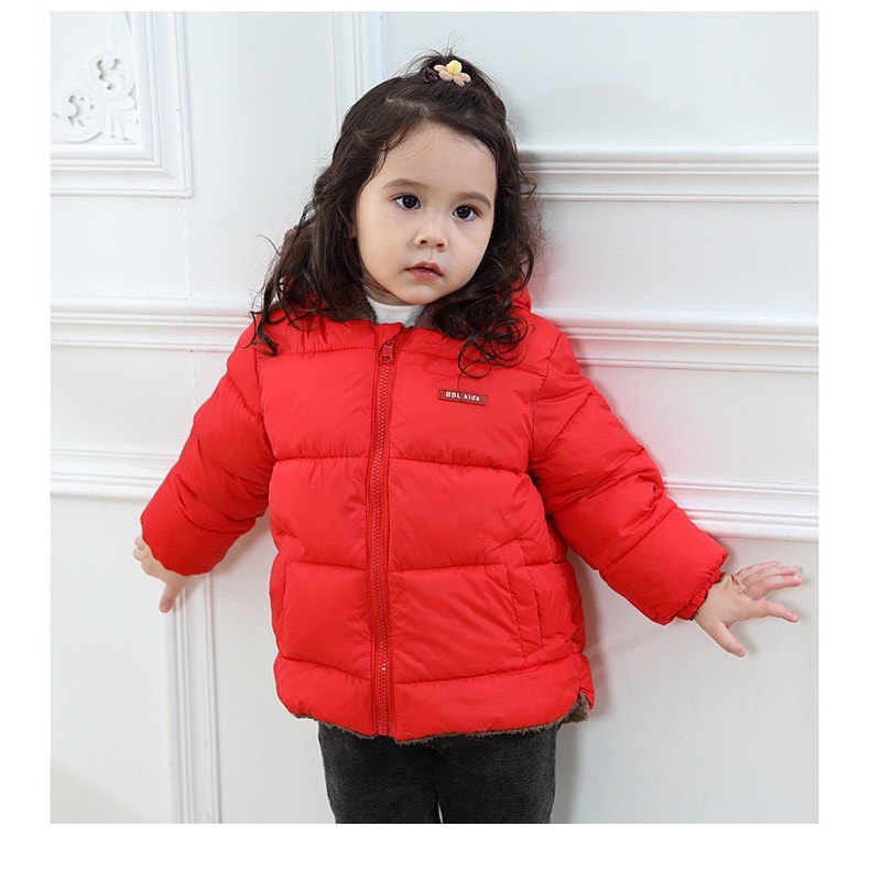 Áo phao lót lông siêu ấm cho bé hình tai gấu, áo khoác phao béo hàng Quảng Châu cao cấp cho bé trai và bé gái 8-25kg